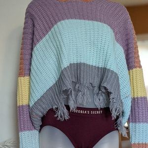 Mod Sweaters - Loose Knitted Crop Sweater Mod Sweaters - Loose Knitted Crop Sweater